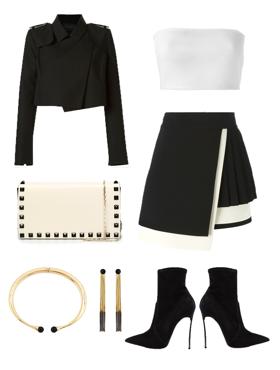 new years eve party outfit idea fausto puglisi skirt, chloe darcy chocker valentino farfetch