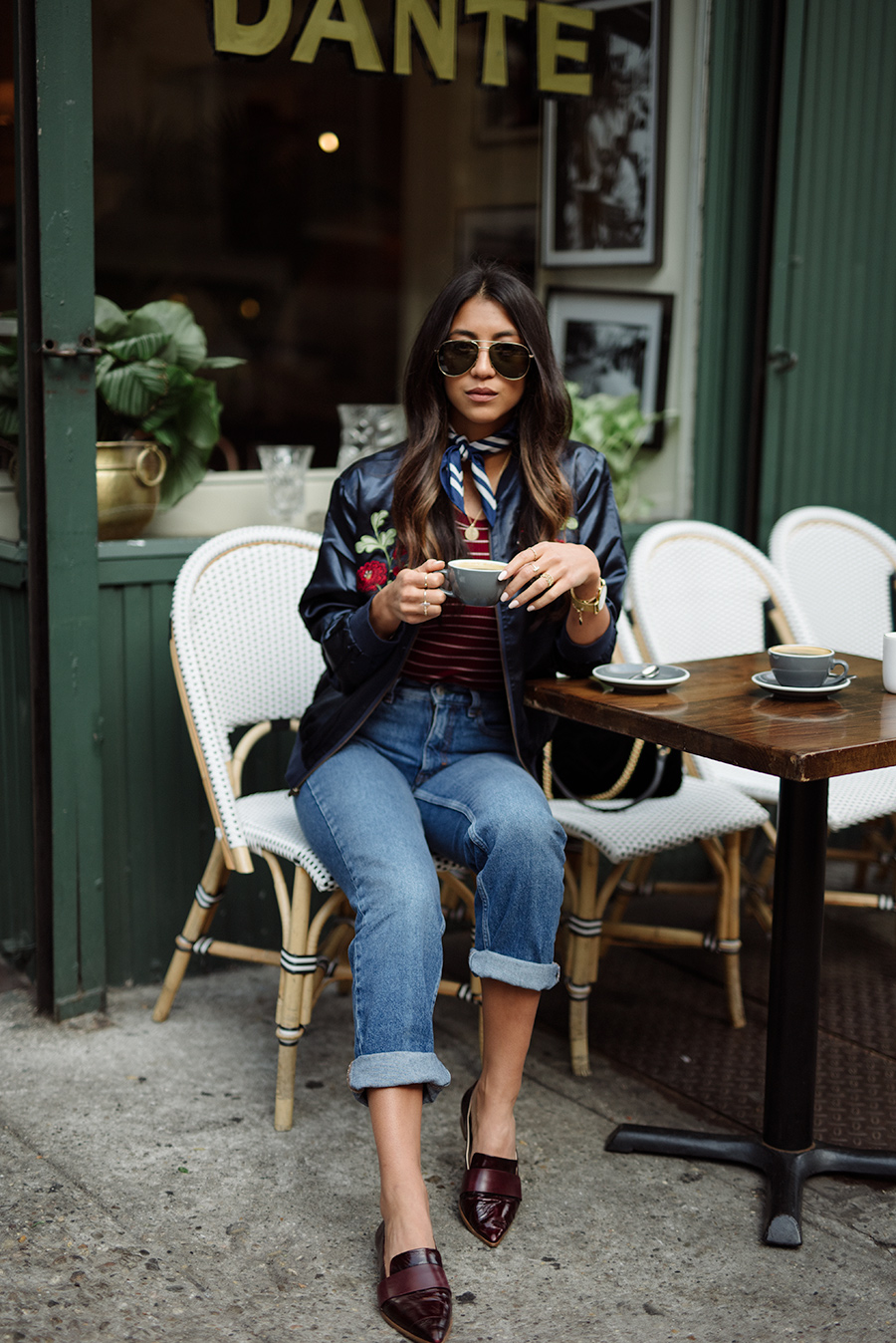 5 places to eat in new york blogger fashion style jeans alexandre birman loafers flats revolve tularosa floral bomber jacket travel